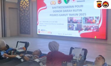 Polres Garut Gelar Donor Darah Rutin,74 Kantong Darah Terkumpul Bantu Sesama