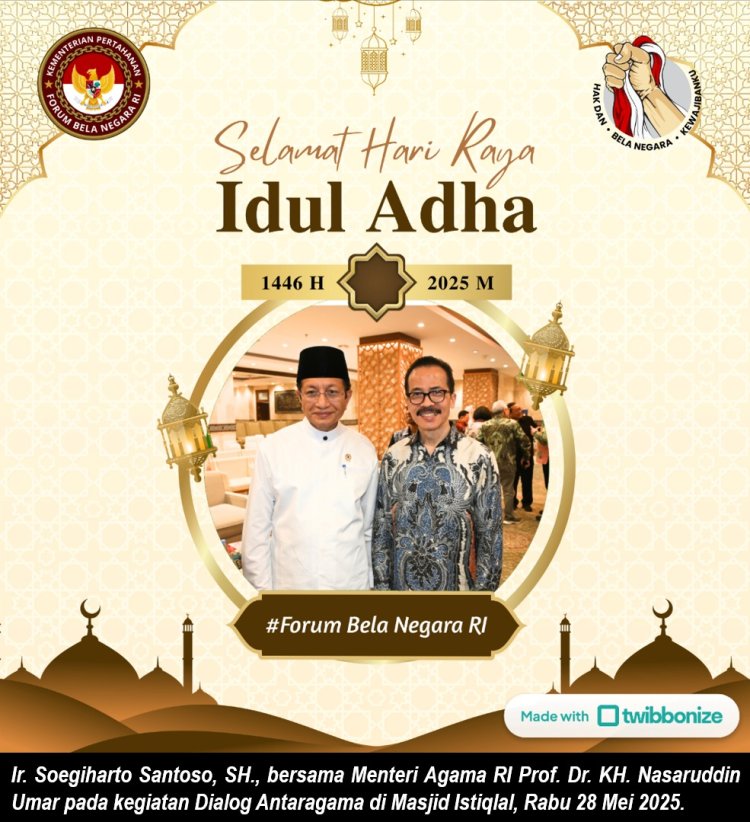 Soegiharto Santoso Mengucapkan Selamat Hari Raya Idul Adha 10 Dzulhijjah 1446 Hijriah