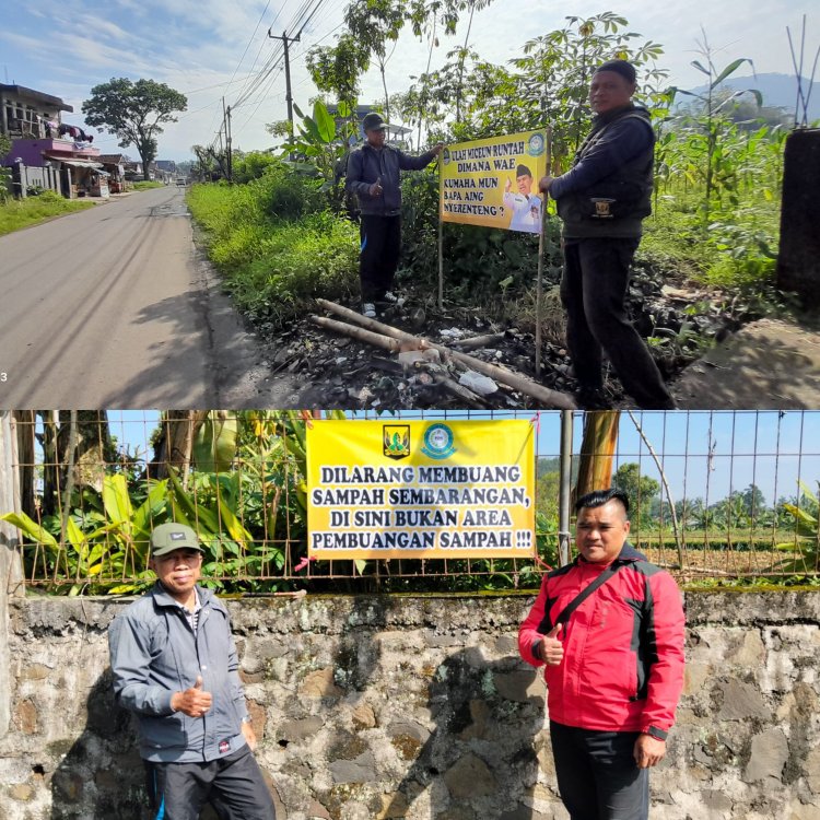 Pengurus FSDS Desa Semplak Pasang Spanduk Himbauan Buang Sampah Sembarangan