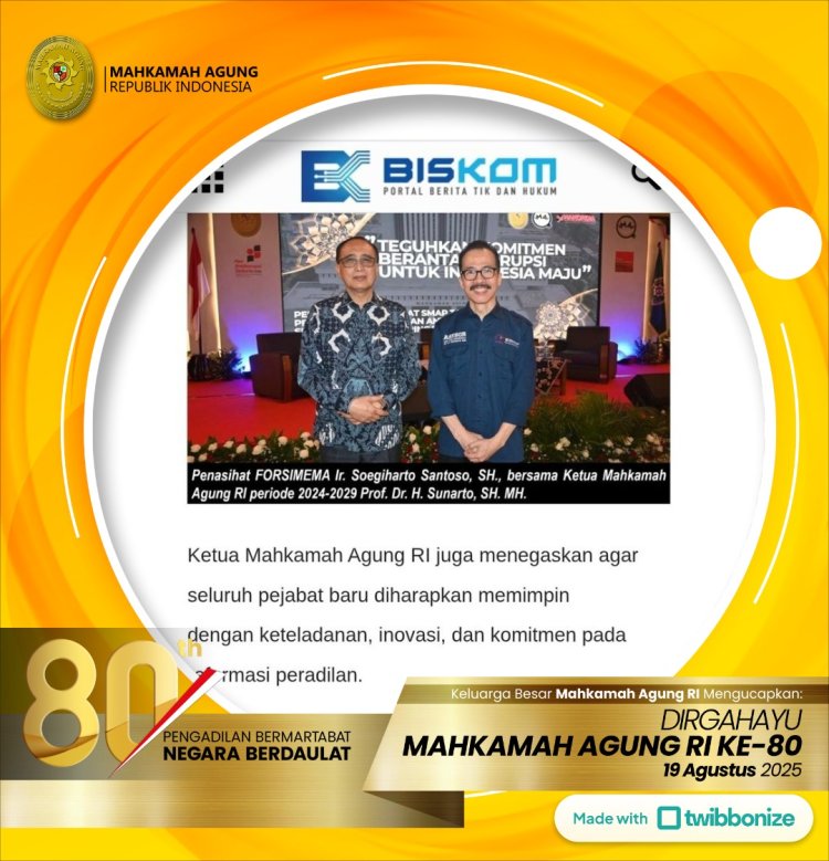 FORSIMEMA-RI Mengucapkan Dirgahayu ke-80 Mahkamah Agung RI
