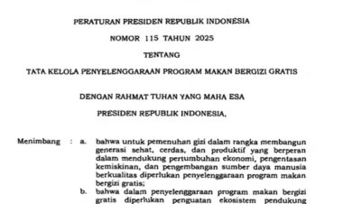 Pemerintah Resmi Tetapkan Perpres Tata Kelola MBG, Target 82 Juta Penerima Hingga 2026