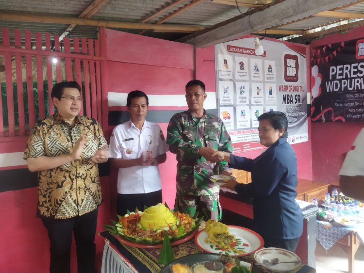 Babinsa Kecamatan Kemiri Hadiri Peresmian Warkop Digital Mba Sri Purworejo