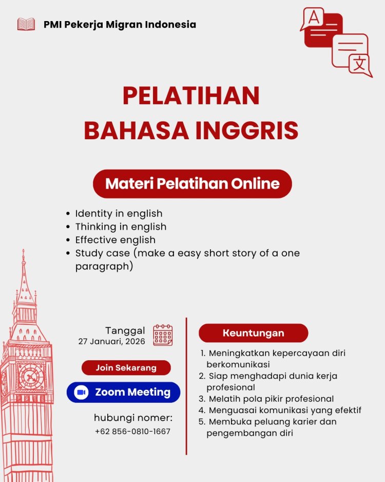 Pelatihan Bahasa Inggris Jadi Bekal Calon PMI Hadapi Dunia Kerja Internasional