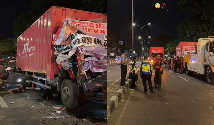 Akibat Mengantuk, 3 Buah Kendaraan 4 Roda Tertabrak Truck Ekspedisi