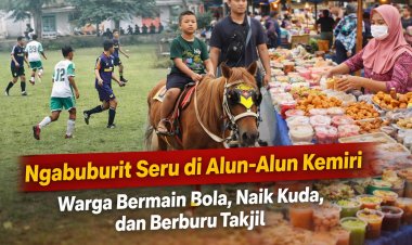 Ngabuburit Seru di Alun-Alun Kemiri, Warga Main Bola, Naik Kuda, dan Berburu Takjil