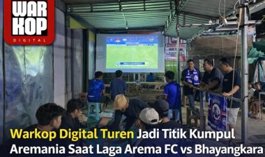 Aremania Ramaikan Nobar Arema FC vs Bhayangkara FC di Warkop Digital Turen