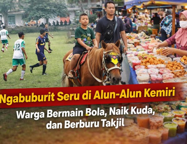 Ngabuburit Seru di Alun-Alun Kemiri, Warga Main Bola, Naik Kuda, dan Berburu Takjil