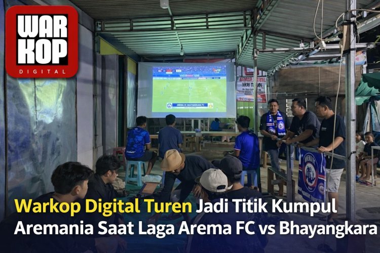 Aremania Ramaikan Nobar Arema FC vs Bhayangkara FC di Warkop Digital Turen