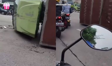 Truk Terguling di Depan Dwipapuri Rancaekek: Ban Selip di Pembatas Jalan, Jalur Nasional Terhambat