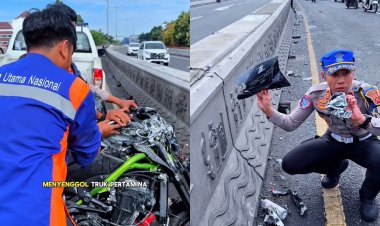 Gagal Menyalip Truk Pertamina, Pemotor Alami Dislokasi Usai Tabrak Median Flyover Pasopati