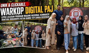 UNIK & CLICKABLE, WARKOP DIGITAL PAJ LEPAS LULUSAN PROGRAM MAGANG NASIONAL KEMNAKER DIANTARA RINDANGNYA HUTAN BAMBU TEPI SUNGAI BEDENGAN