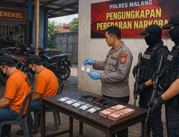 Penggerebekan di Bengkel! Dua Pengedar Sabu di Malang Dibekuk, Polisi Sita Barang Bukti Siap Edar