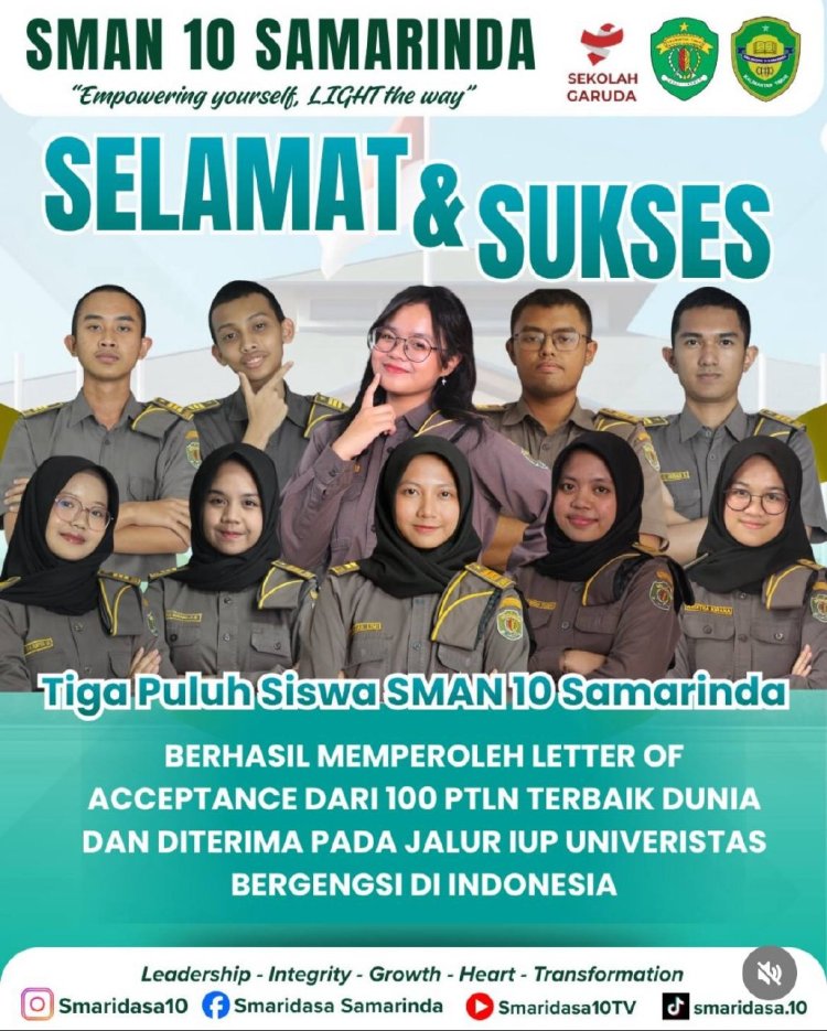 Prestasi Internasional, Siswa SMAN 10 Samarinda Raih 84 LoA dari Universitas Top Dunia