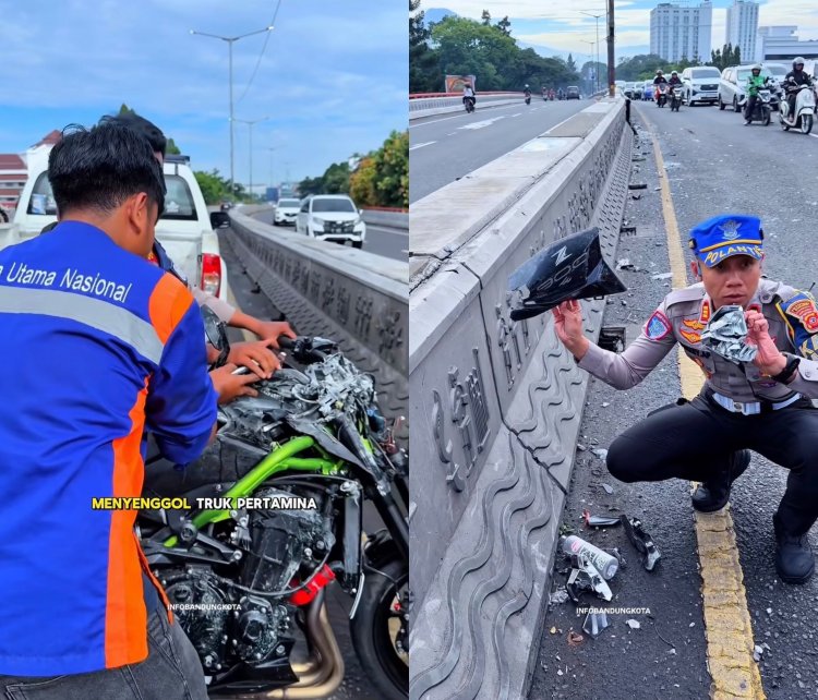 Gagal Menyalip Truk Pertamina, Pemotor Alami Dislokasi Usai Tabrak Median Flyover Pasopati