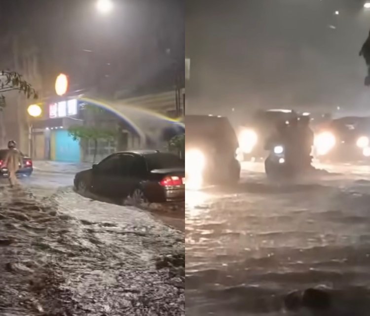 Jalan Sudirman Terendam Banjir Sabtu Malam: Hanya Roda Empat yang Bisa Melintas di Tengah Cuaca Ekstrem Bandung