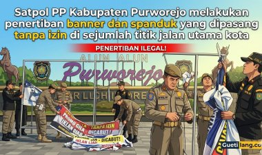 Satpol PP Tertibkan Banner dan Spanduk Liar di Sejumlah Ruas Jalan Purworejo
