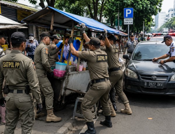 Satpol PP Gencarkan Penertiban PKL dan Parkir Liar di Sejumlah Kawasan Jakarta