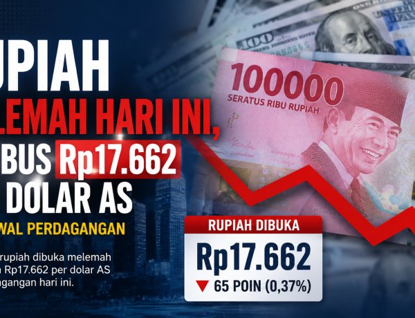 Rupiah Melemah, Sentuh Rp17.662 per Dolar AS