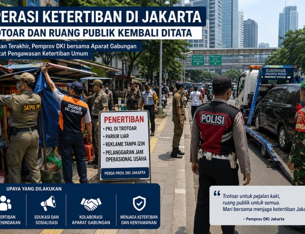 Operasi Ketertiban di Jakarta Diperketat, Trotoar dan Ruang Publik Kembali Ditata