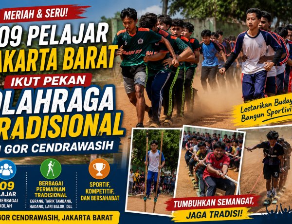 Ratusan Pelajar Jakarta Barat Ramaikan Pekan Olahraga Tradisional di GOR Cendrawasih