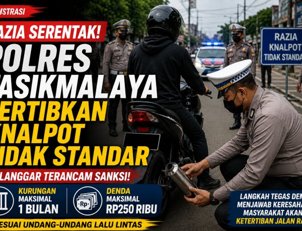 Polres Tasikmalaya Tertibkan Pengguna Knalpot Tidak Standar