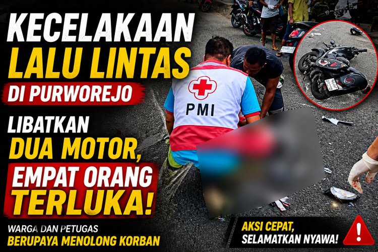 Kecelakaan Lalu Lintas di Purworejo Libatkan Dua Motor, Empat Orang Terluka