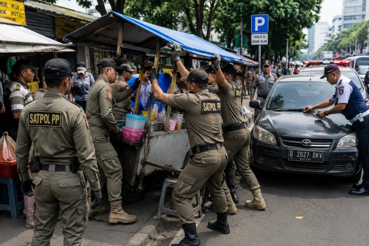 Satpol PP Gencarkan Penertiban PKL dan Parkir Liar di Sejumlah Kawasan Jakarta