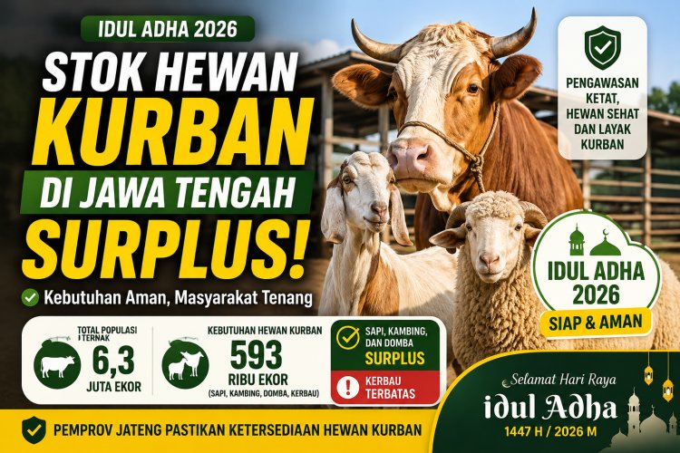 Pemprov Jateng Pastikan Stok Hewan Kurban Iduladha 2026 Aman dan Surplus