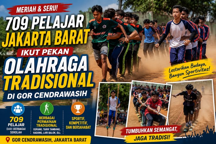 Ratusan Pelajar Jakarta Barat Ramaikan Pekan Olahraga Tradisional di GOR Cendrawasih
