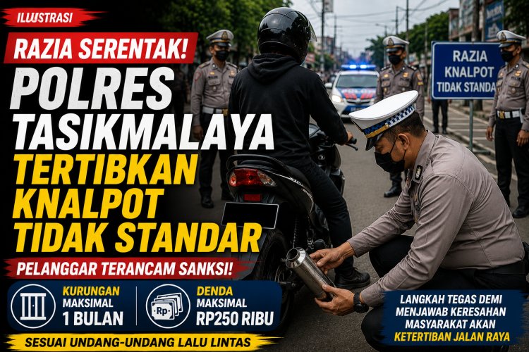 Polres Tasikmalaya Tertibkan Pengguna Knalpot Tidak Standar