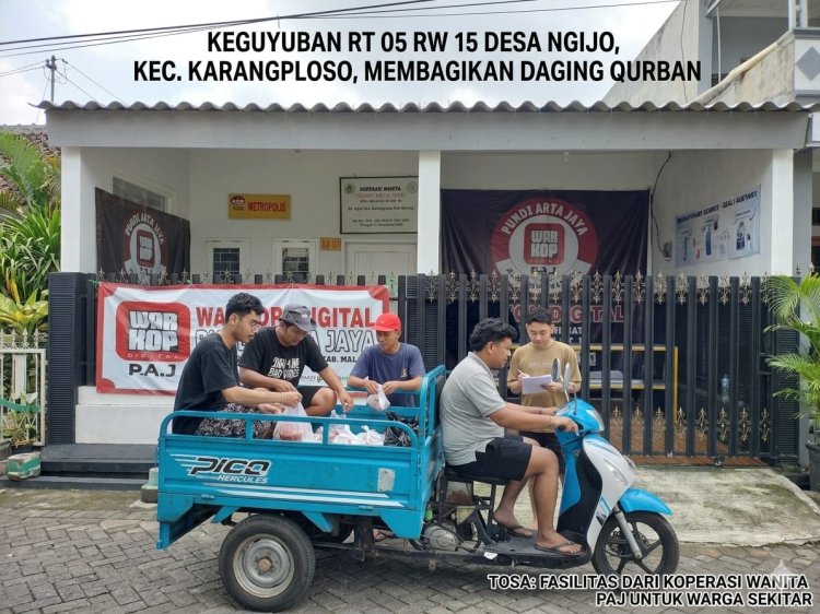 *HEBOH!  Warga RT 05 RW 15 Ngijo Tumplek Bleg: Dari Takbir Idul Adha sampai Keliling Pakai TOSA Biru Bagi Daging Qurban*