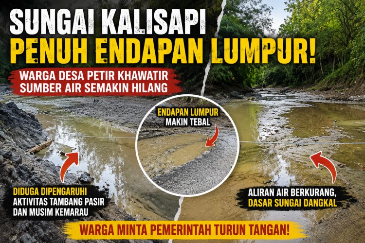 Kondisi Sungai Kalisapi di Desa Petir Berubah, Warga Soroti Endapan Lumpur yang Kian Menebal