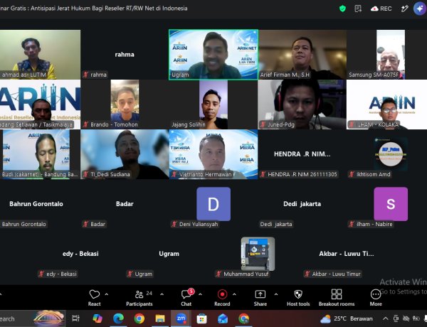 ARIIN Lawfirm Gelar Webinar Perdana, Bahas Aspek Hukum dan Legalitas Usaha RT/RW Net di Indonesia